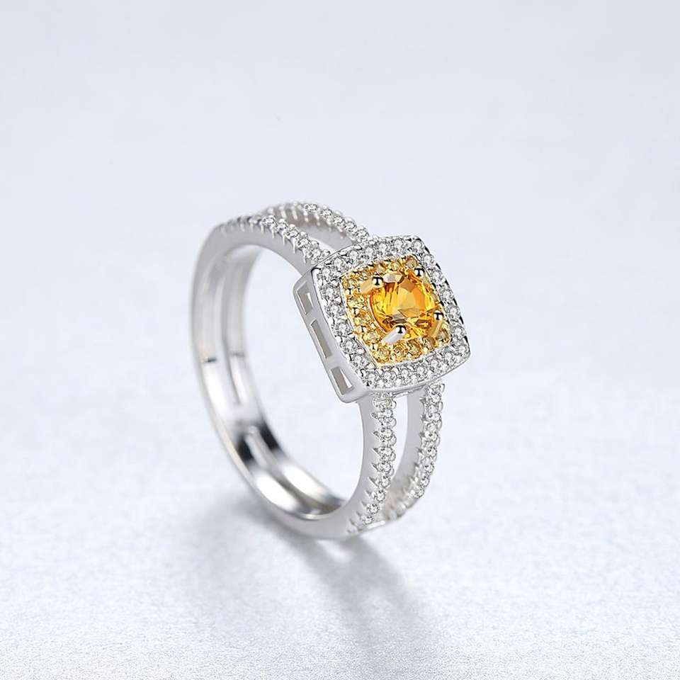 Citrine Simulant Silver Ring