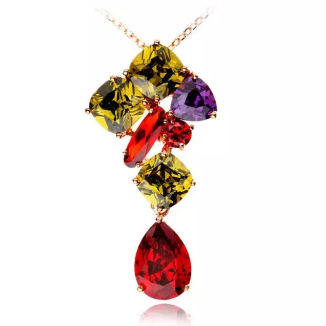 Multi Gemstone Champagne Gold Necklace