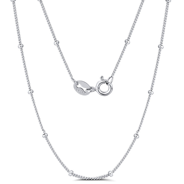 Side Chain Necklace 1.1 mm with 2.0 mm Ball Beads