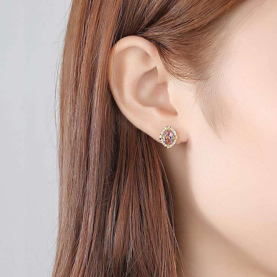 Morganite Simulant Gold Earrings