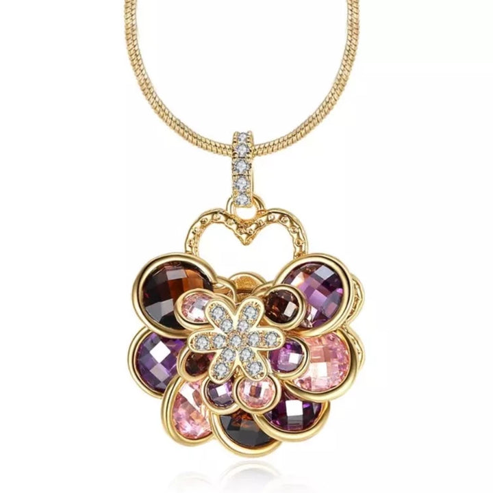 Multi Gemstone Floral Champagne Gold Necklace