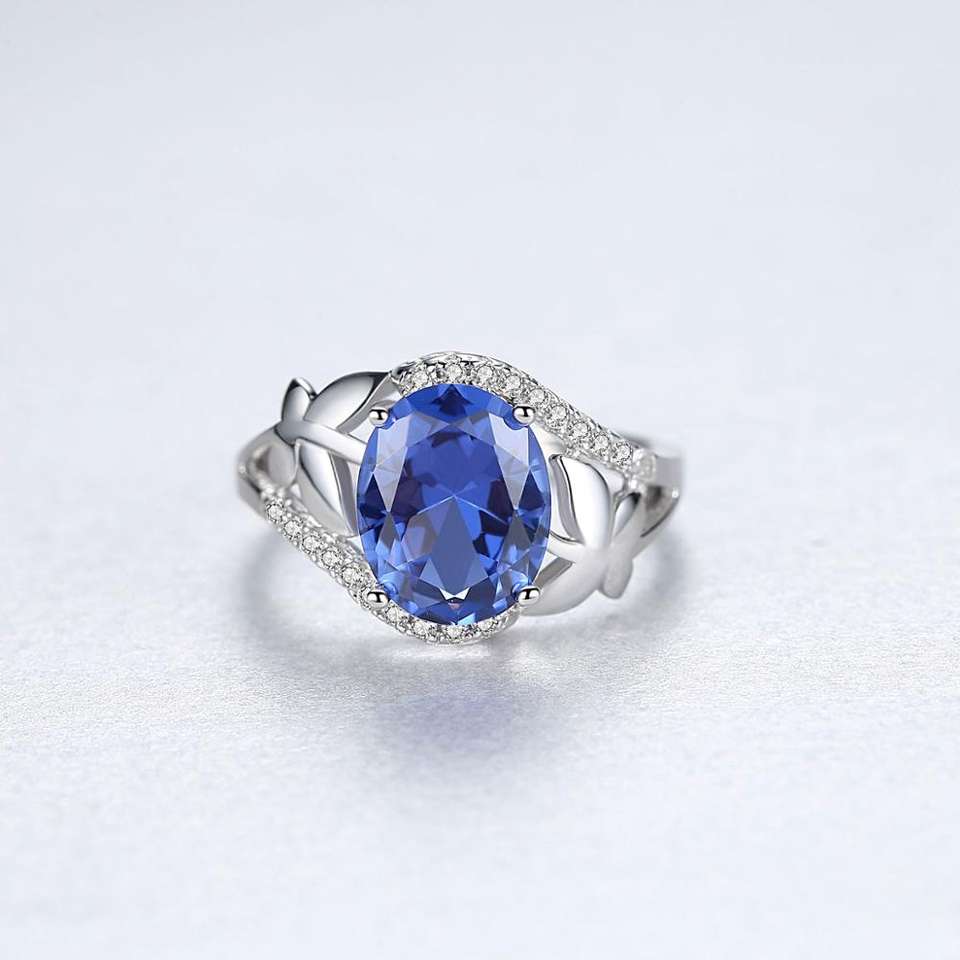 Sapphire Simulant Silver Ring