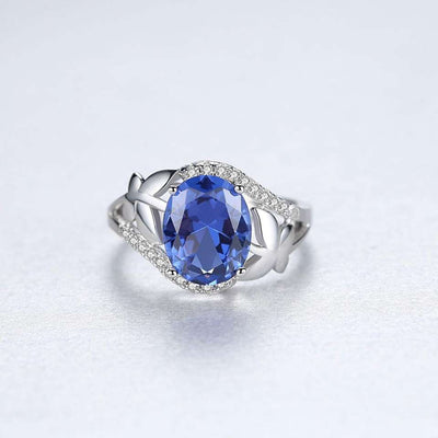 Sapphire Simulant Silver Ring