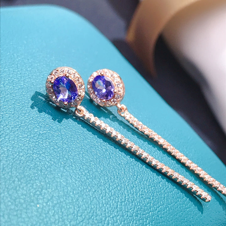 1 TCW Natural Tanzanite Silver Earrings