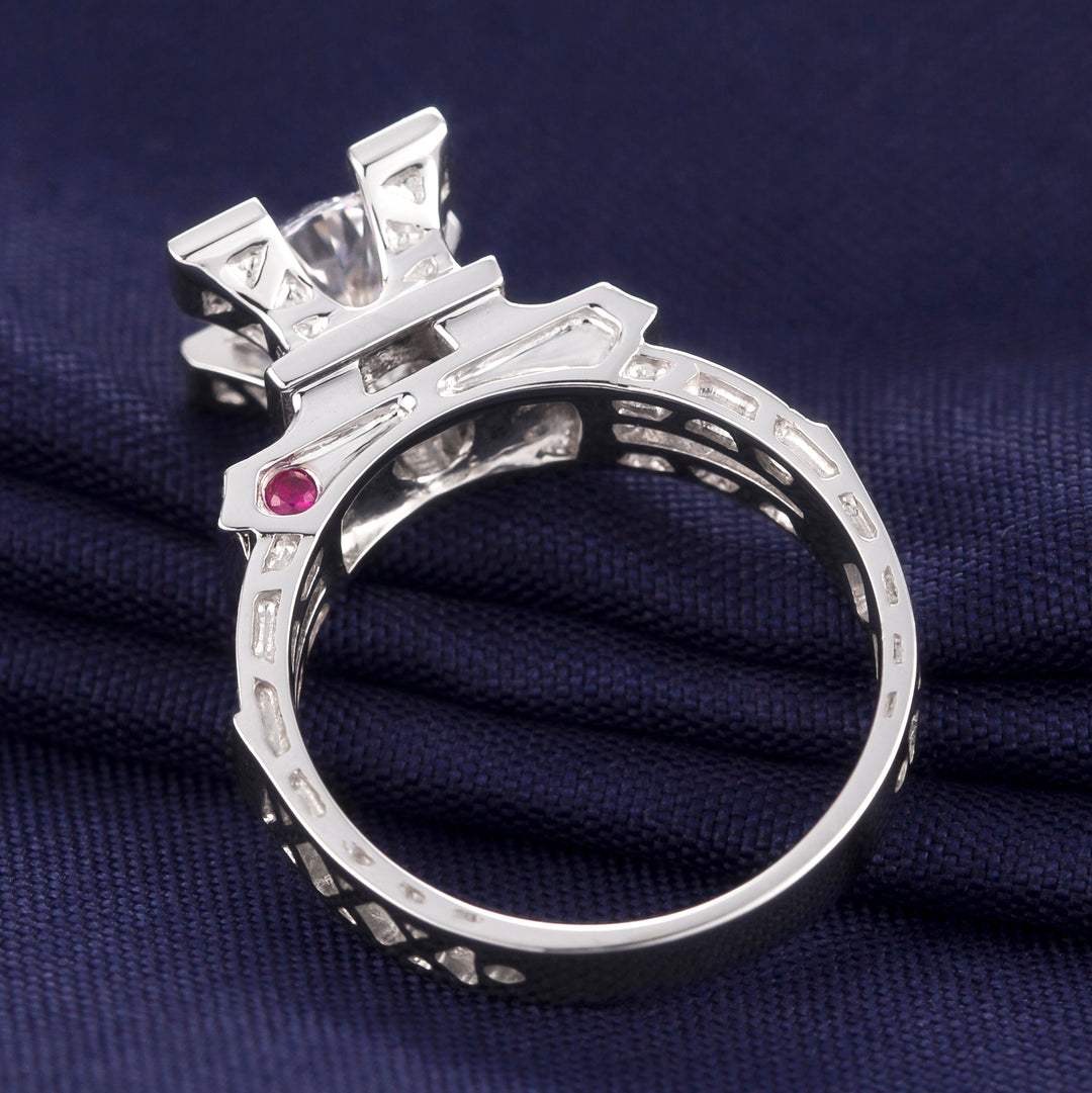 18K Gold 1 CT Moissanite Geometric Ring