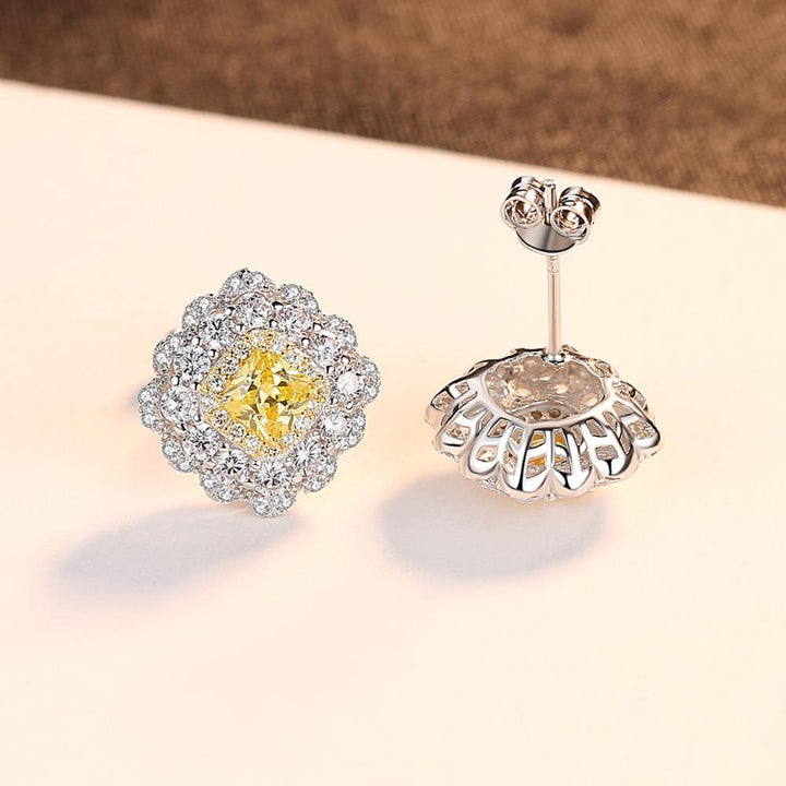 Yellow Diamond Simulant Silver Earrings