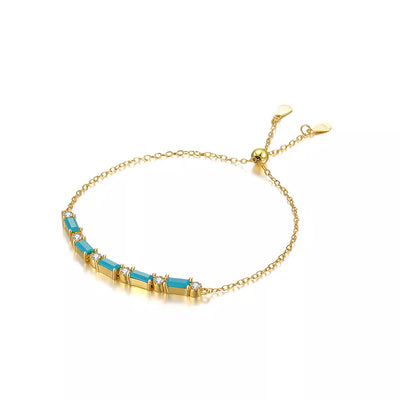 Aquamarine Simulant Gold Chain Bracelet