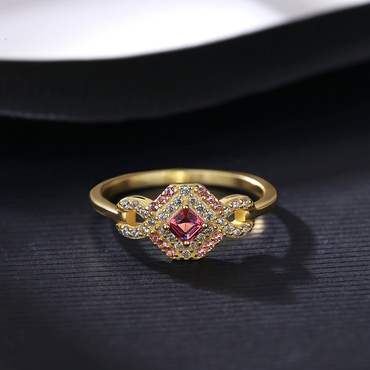 Pink Tourmaline Simulant Gold Ring