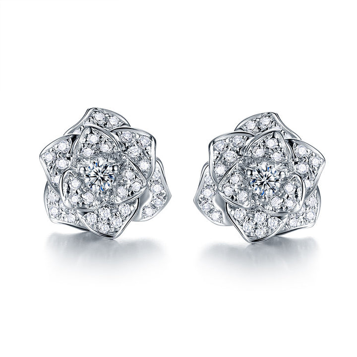 18K Gold Moissanite Floral Earrings