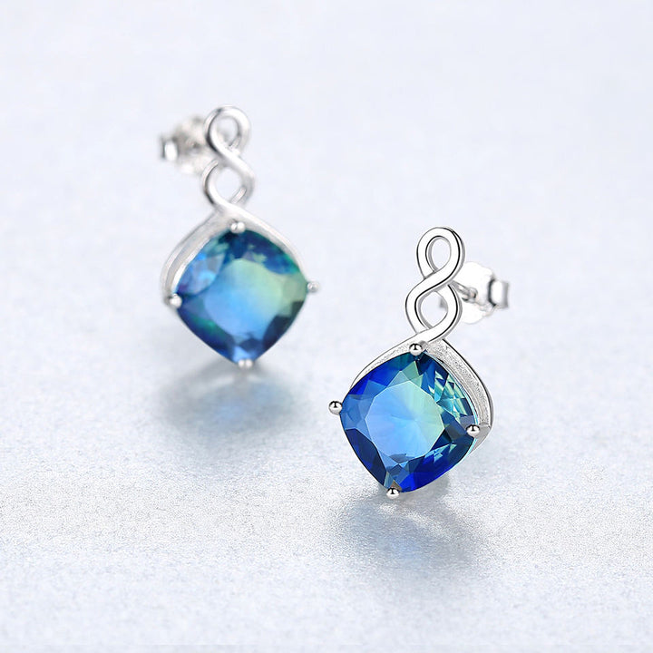 Sapphire Simulant Silver Earrings