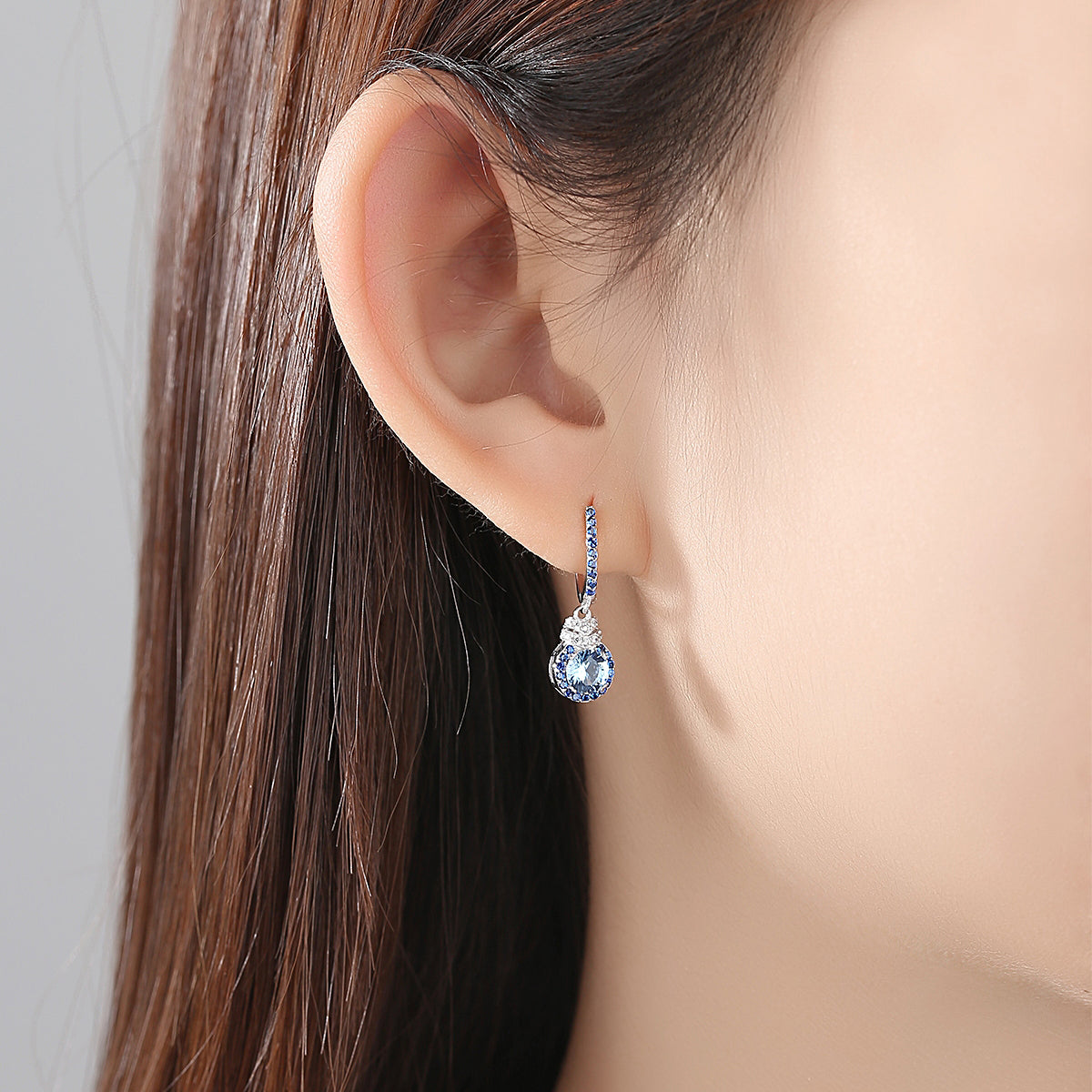 Topaz & Sapphire Simulants Silver Earrings