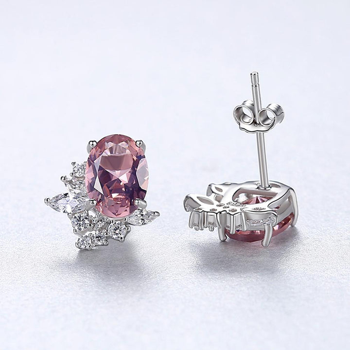 Morganite Simulant Silver Earrings