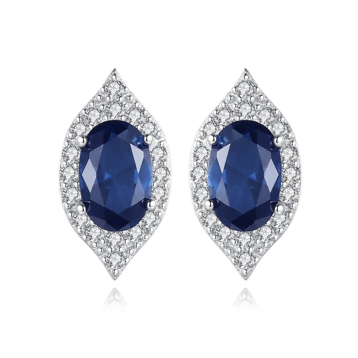 Blue Sapphire Simulant Silver Earrings