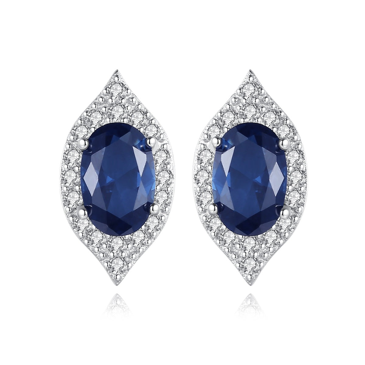 Blue Sapphire Simulant Silver Earrings