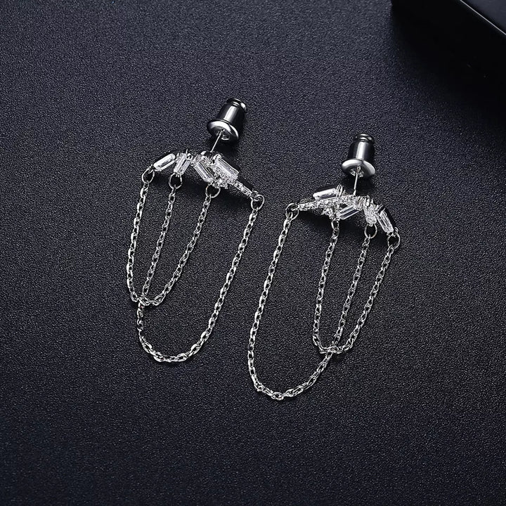 Avant Garde Chain Silver Earrings