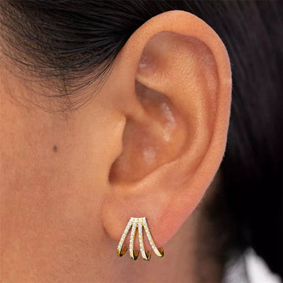 Diamond Simulant Wrap Gold Earrings
