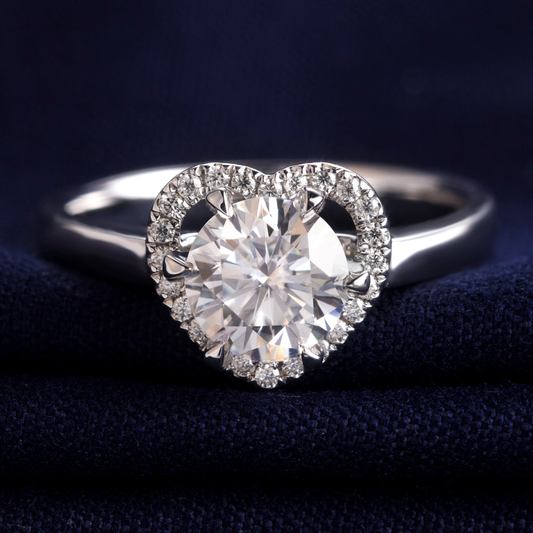 18K Gold 1 CT Moissanite Halo Ring