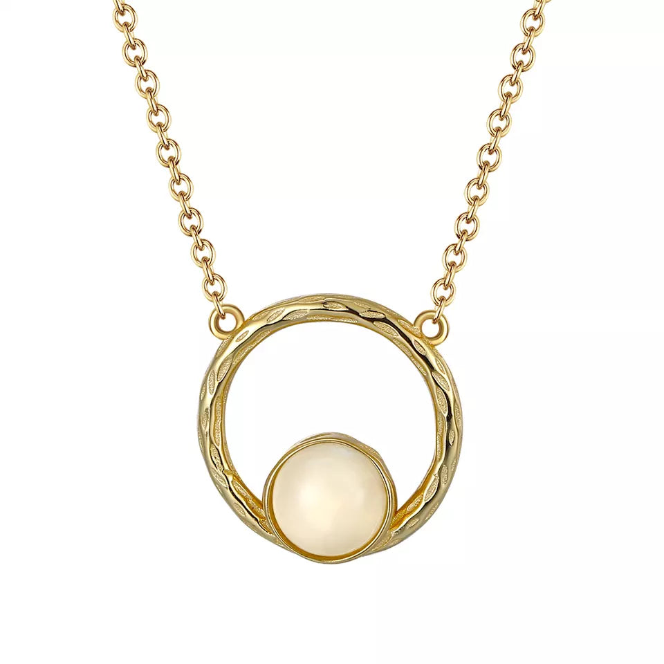Moonstone Circle Gold Necklace