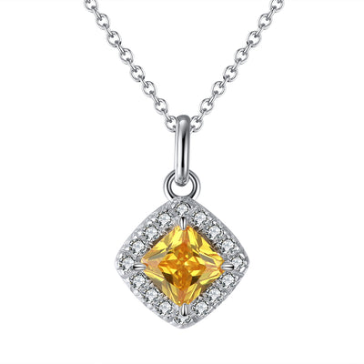 Princess Cut Yellow Diamond Simulant Necklace