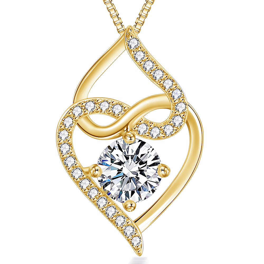 Diamond Simulant Hearts Entwined Necklace