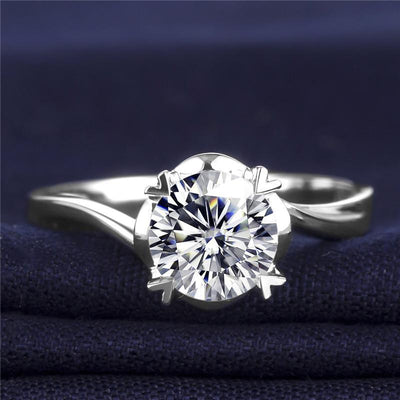 18K Gold 3CT Solitaire Created Diamond Ring