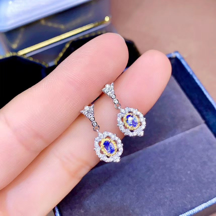 0.50 TCW Natural Tanzanite Silver Earrings