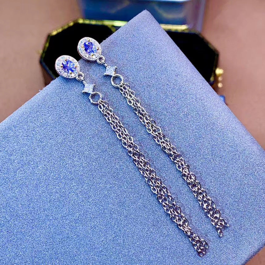 1/2 TCW Natural Tanzanite Silver Earrings