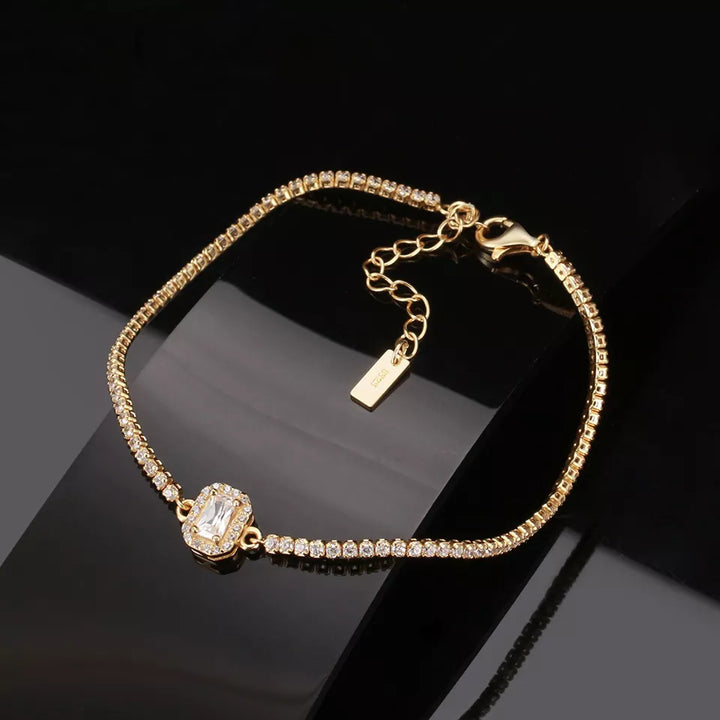 Diamond Simulant Gold Bracelet
