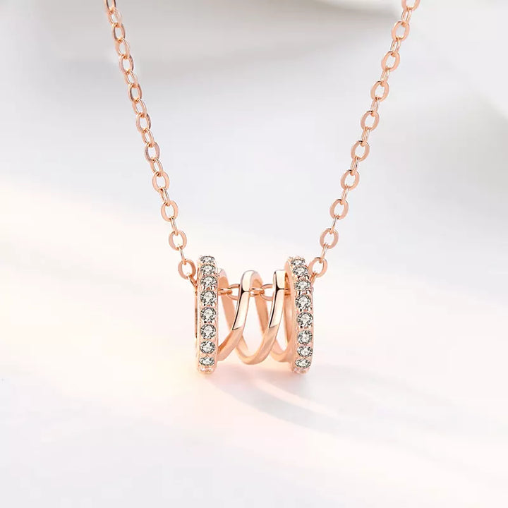 Diamond Simulant Coil Rose Gold Necklace
