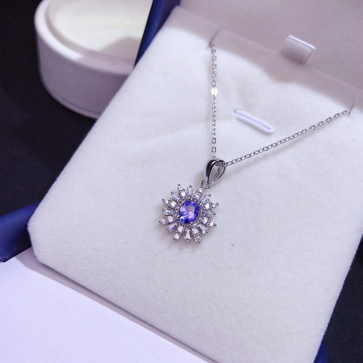 0.5 Carat Natural Tanzanite Silver Necklace