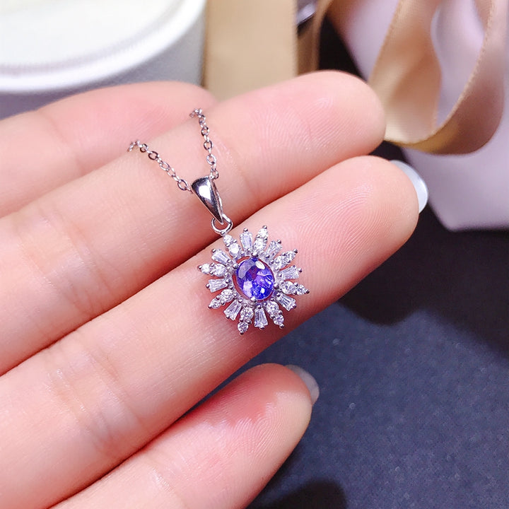 0.5 Carat Natural Tanzanite Silver Necklace
