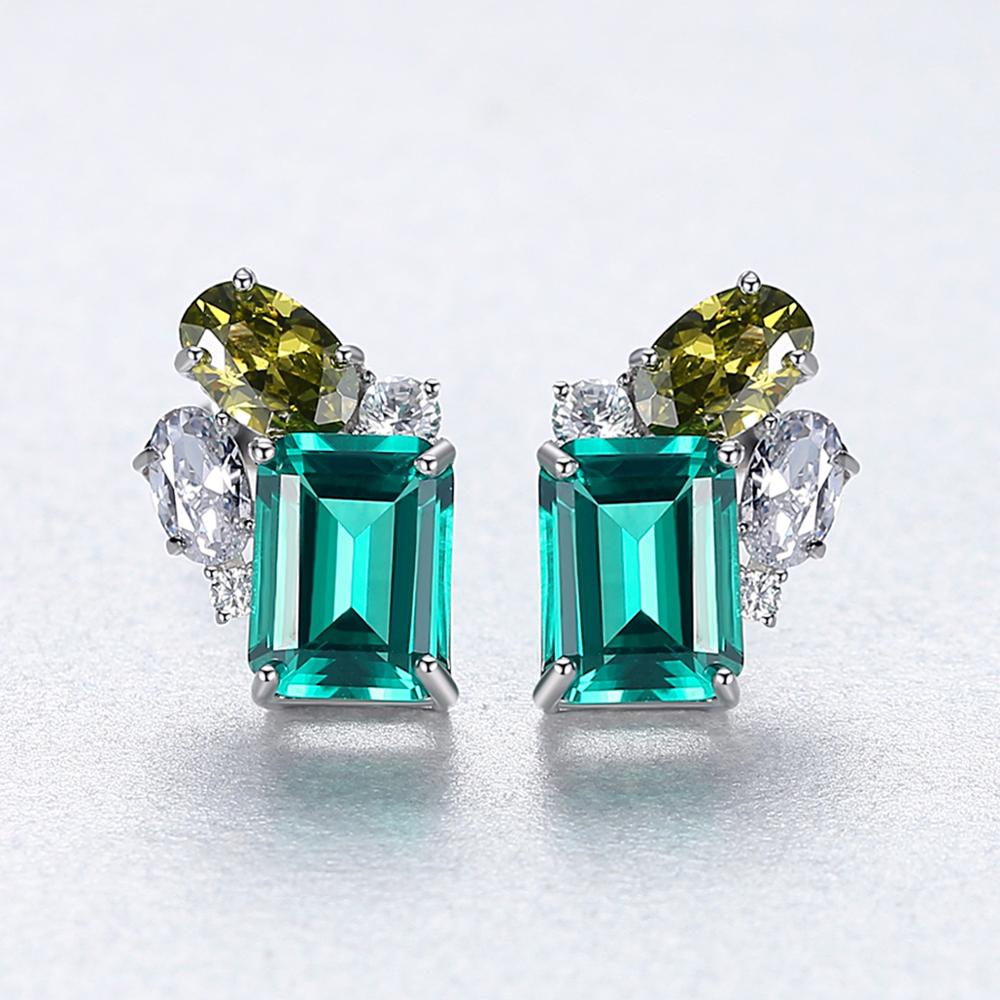 Emerald Simulant Silver Earrings