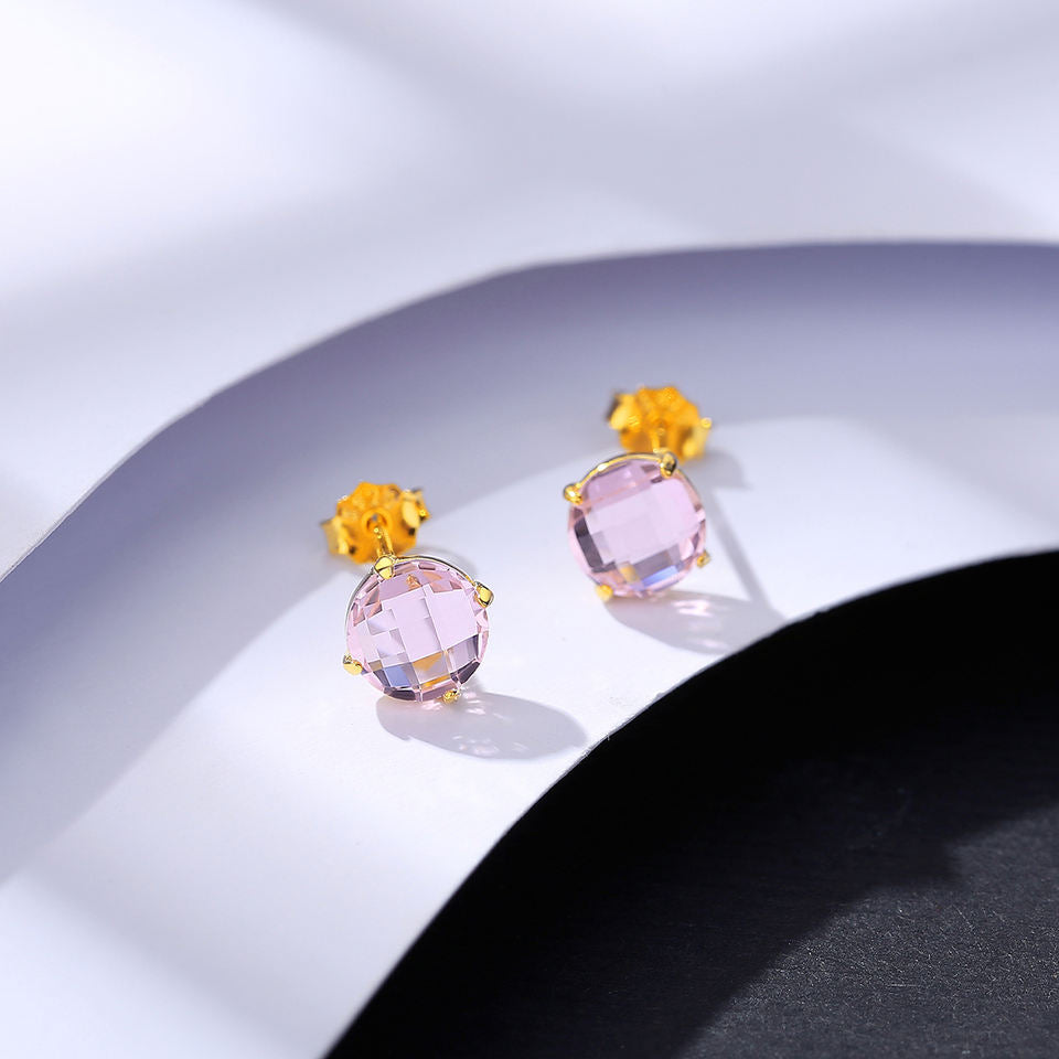 Morganite Simulant Gold Earrings