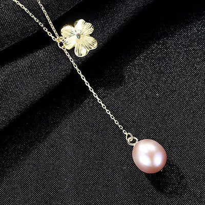 Pink Freshwater Pearl Gold Necklace