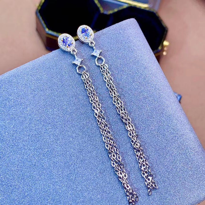1/2 TCW Natural Tanzanite Silver Earrings