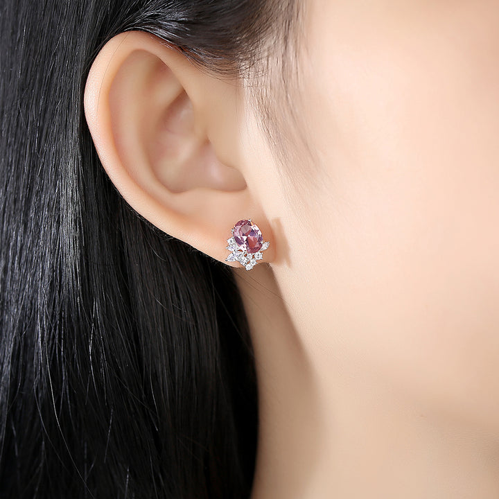 Morganite Simulant Silver Earrings