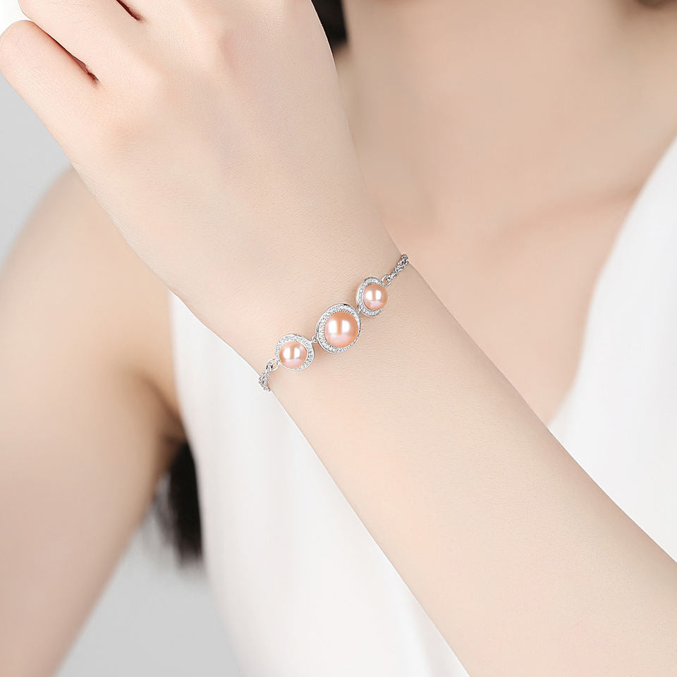 Pink Pearl Silver Bracelet