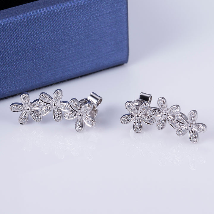 18K Gold Moissanite Flower Earrings