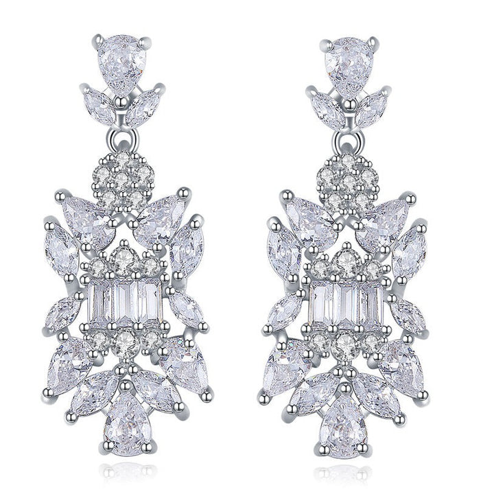 Diamond Simulant Art Deco Silver Earrings