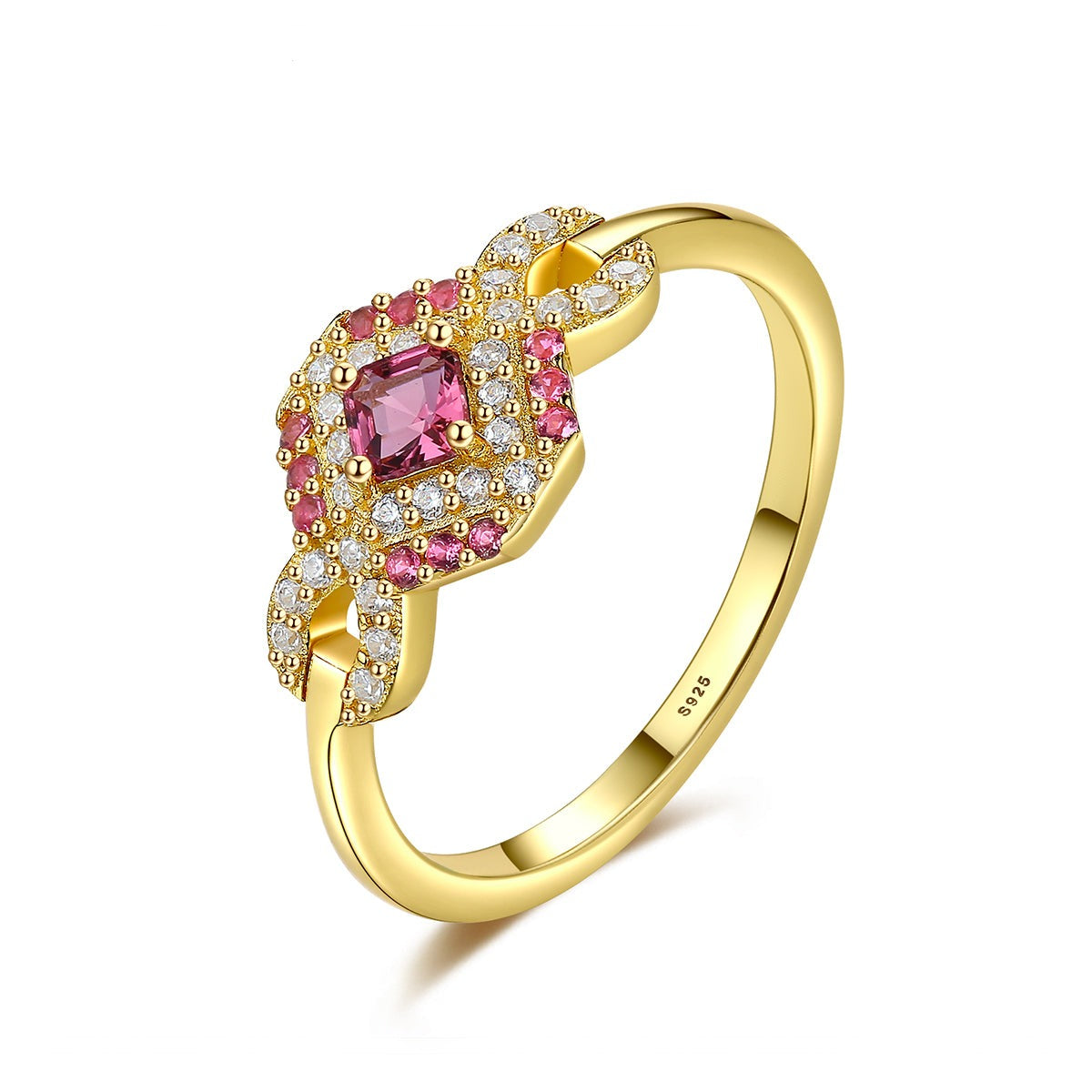 Pink Tourmaline Simulant Gold Ring
