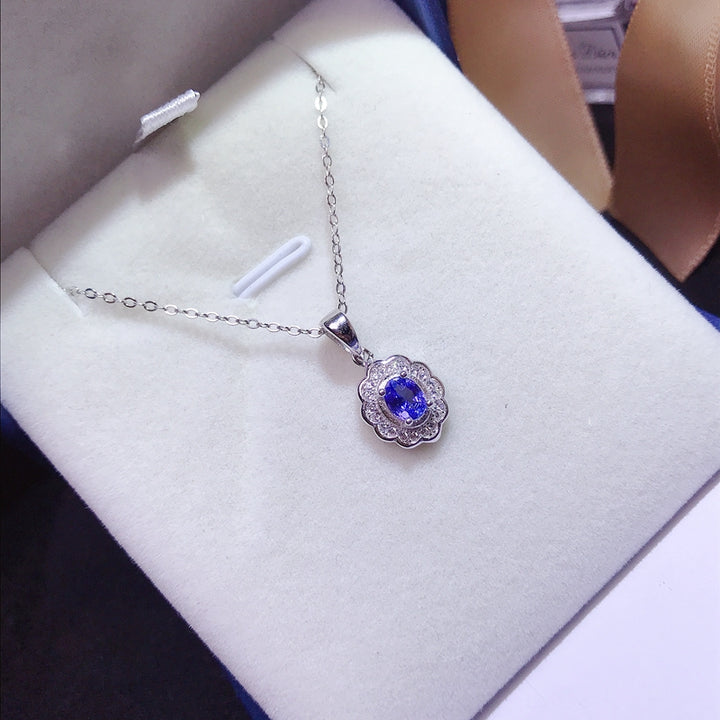 Natural Tanzanite Silver Necklace 0.5 ct