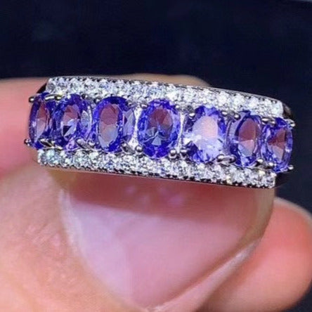 1.6 TCW Natural Tanzanite Silver Ring