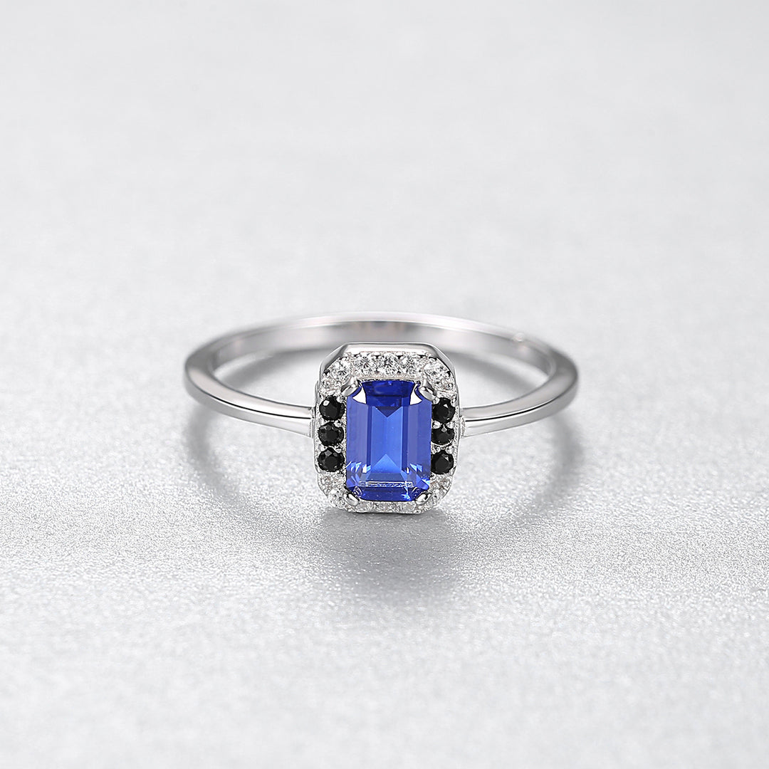 Simulated Sapphire Silver Ring
