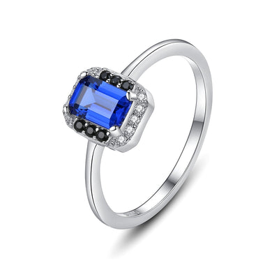 Simulated Sapphire Silver Ring