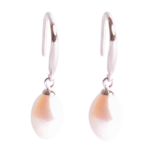 White Classic Pearl Dangling Sterling Silver Earrings | SilverAndGold