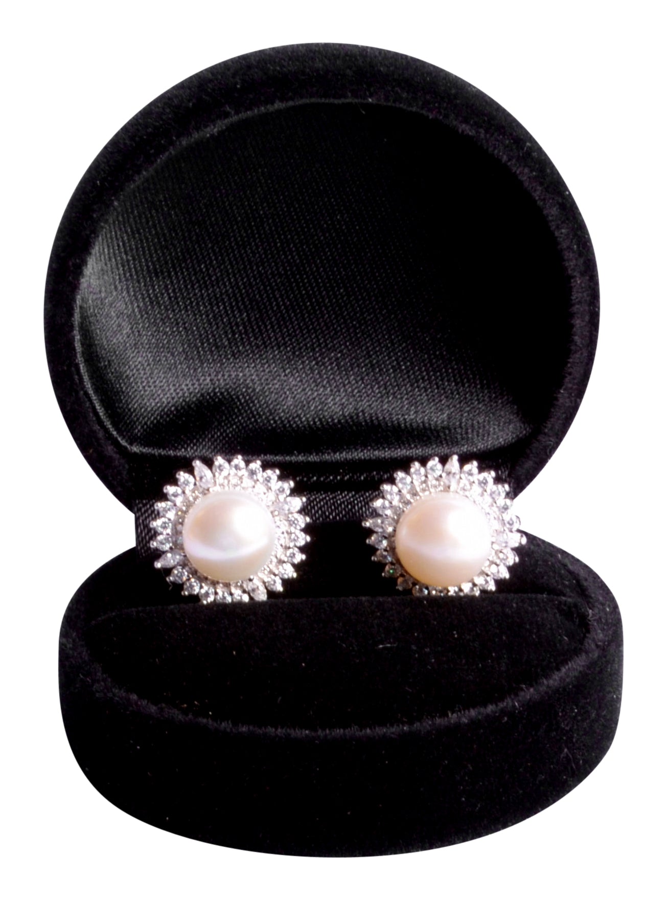 Pearl & Crystal Sunburst Sterling Silver Earrings | SilverAndGold