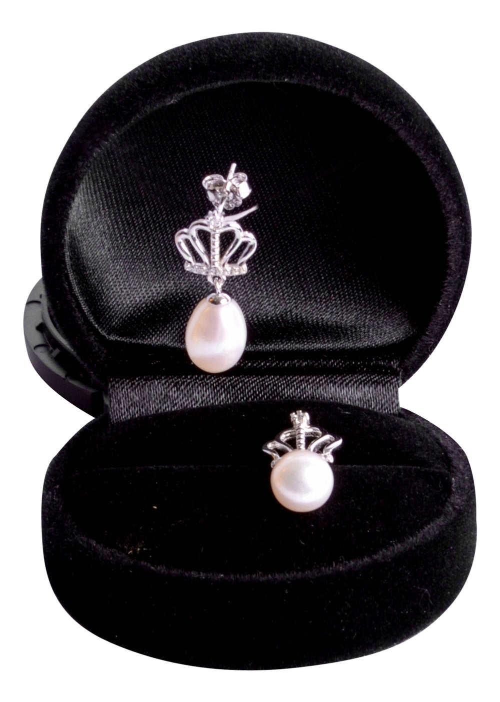 Pearl & Crown Sterling Silver Earrings | SilverAndGold