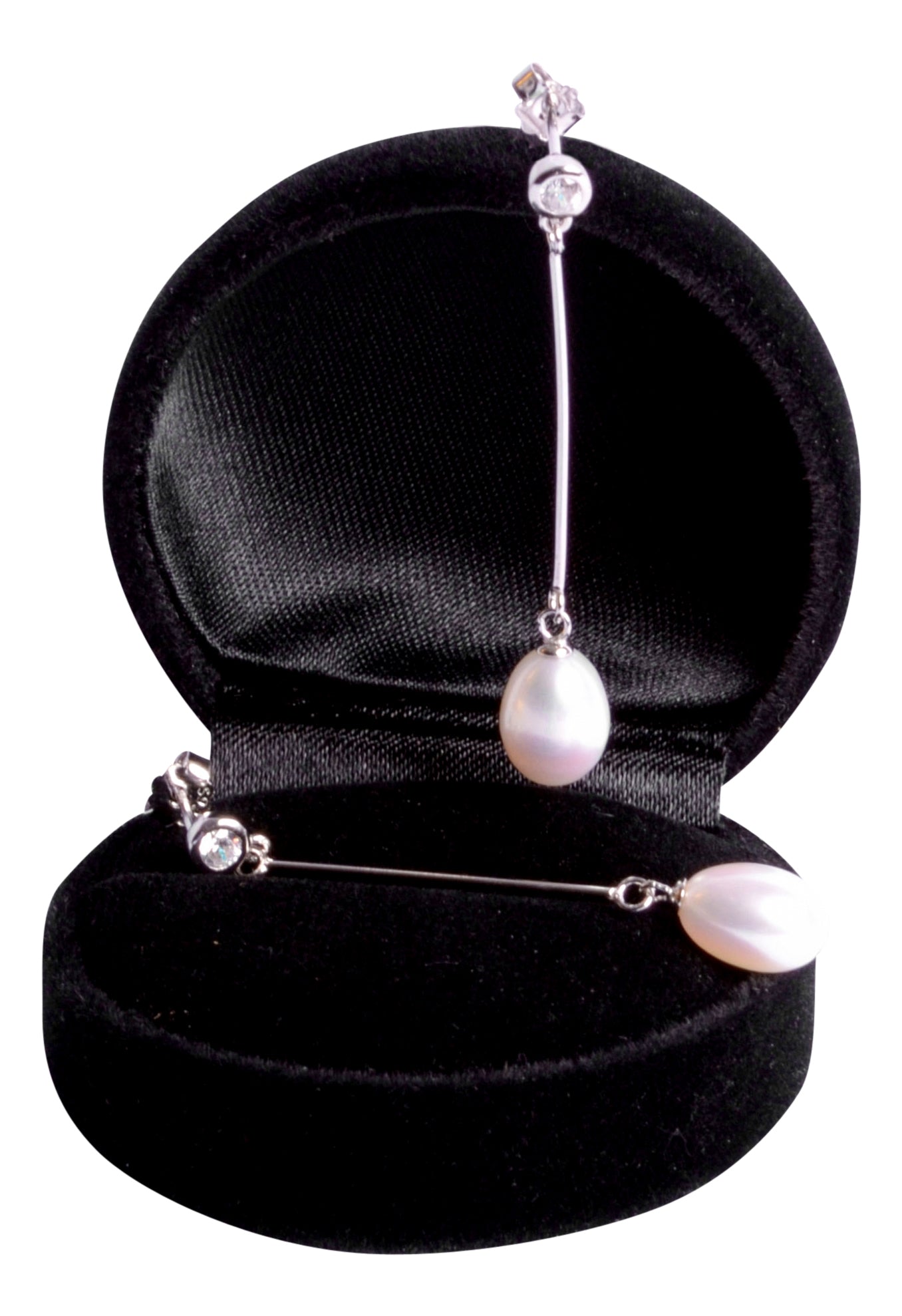White Pearl & Crystal Sterling Silver Drop Earrings | SilverAndGold