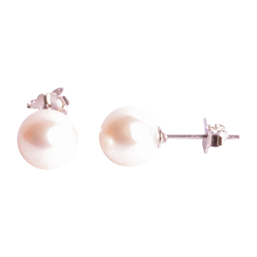 8 mm White Pearl Earrings