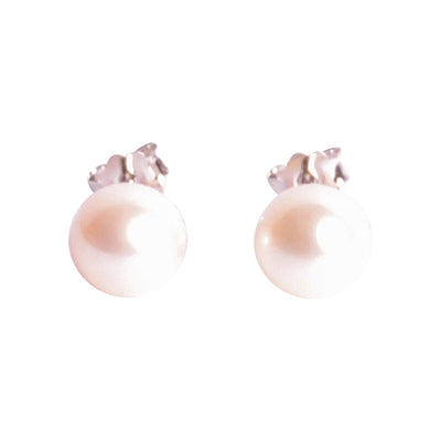 8 mm White Pearl Earrings